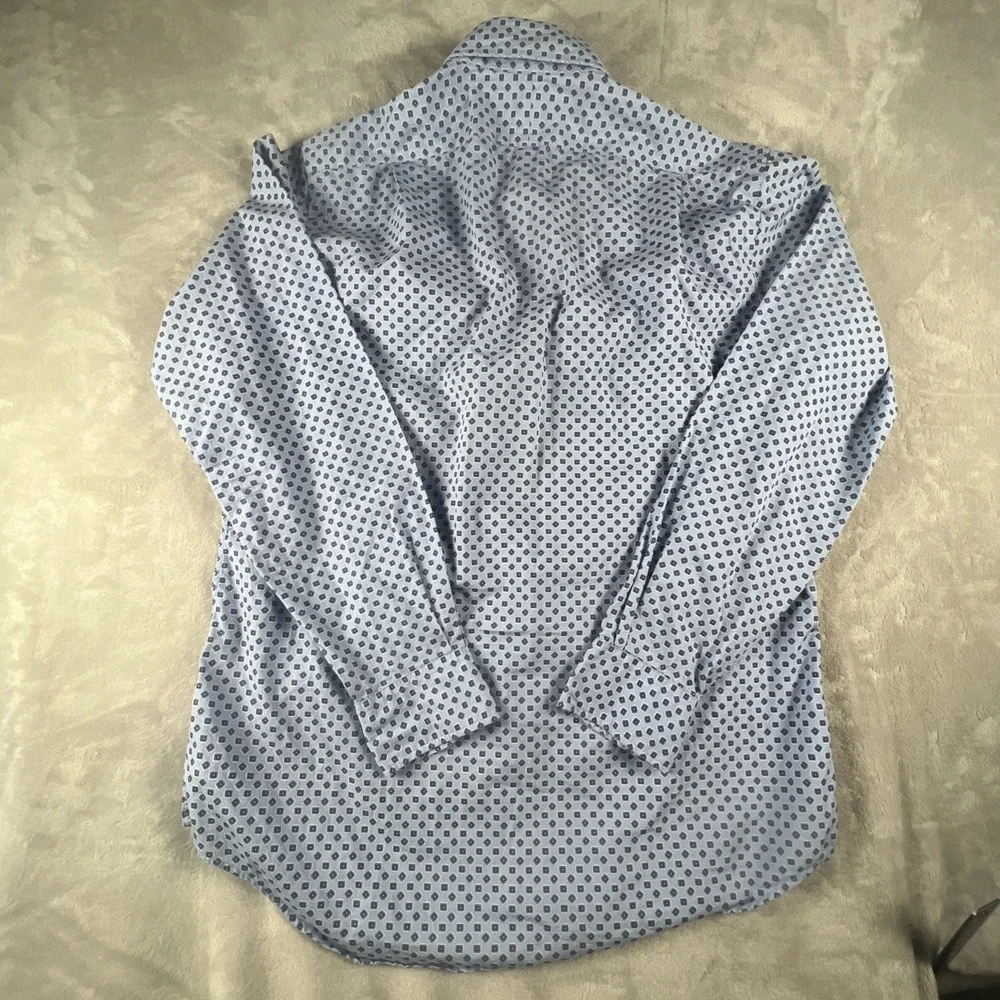 Polo Ralph Lauren Shirt Mens Medium Blue Geometric AOP Classic Stretch Button Up